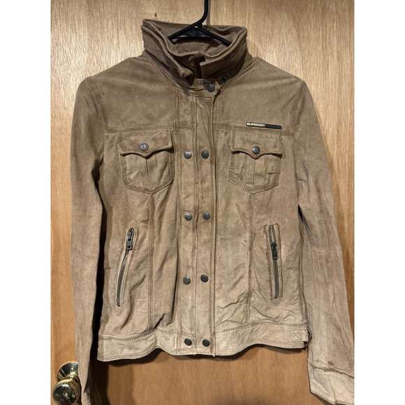 Superdry Jackets & Blazers - Superdry Medium Suede Distressed Jacket In Brown
